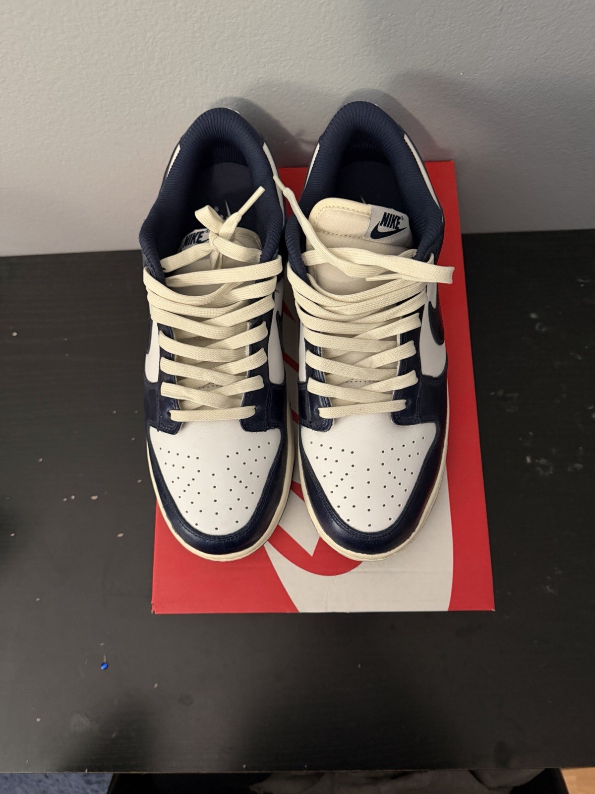 Nike Dunk Premium Low Vintage Navy Colorblock Leather Sneakers FN7197-100