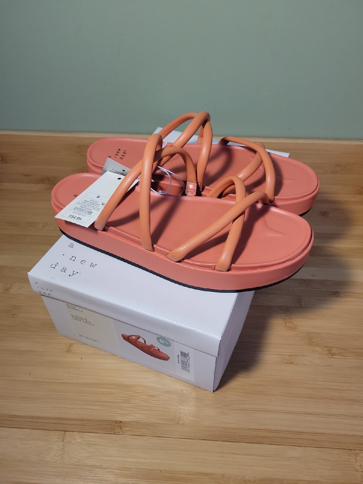 A New Day Women’s Soft Apricot Orange Dory Platform Heel Sandals Size 8.5