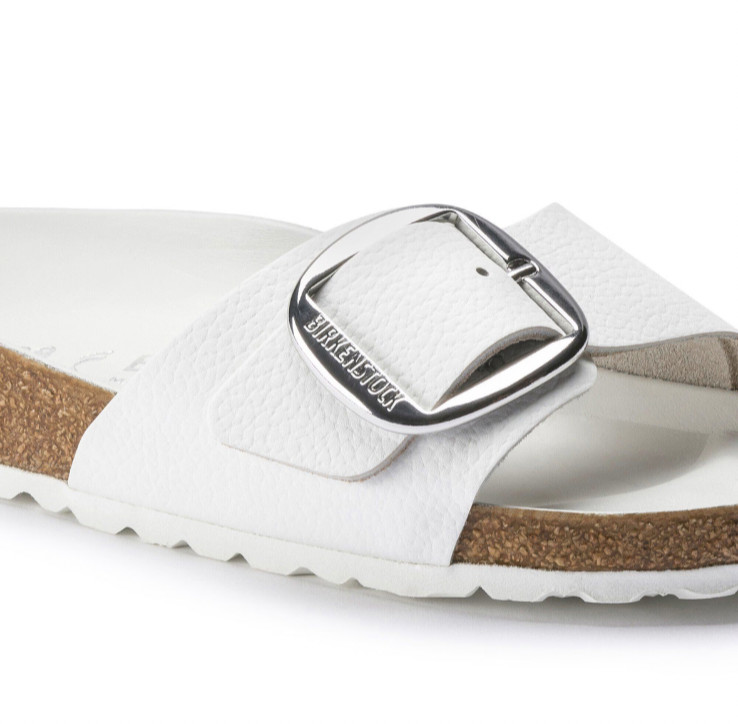 (New) Birkenstock Madrid Big Buckle White Leather Women’s Sandals Size 38/US 7