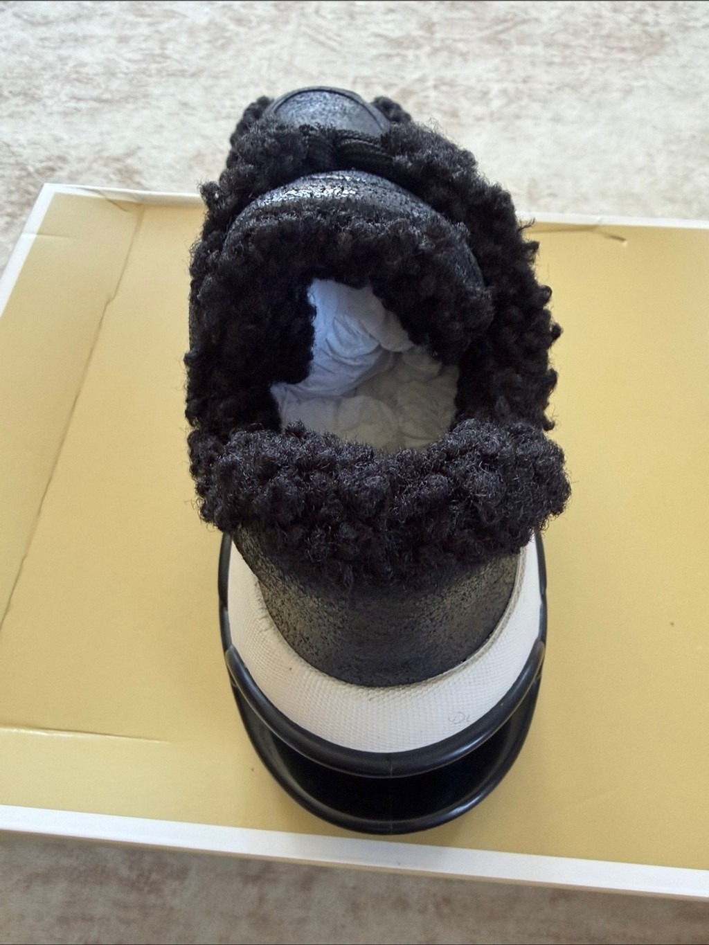 Michael Kors Toni Trainer Black Faux Shearling Lace-Up Sneaker