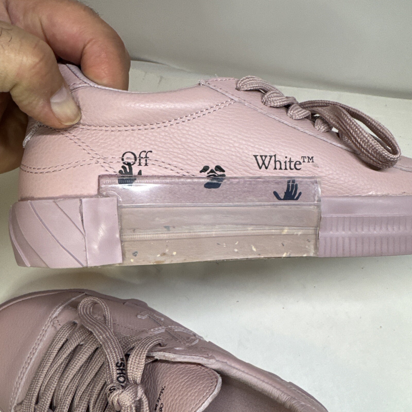Off-White Vulcanized High Pink Leather Sneakers EU Size 40 US 9.5