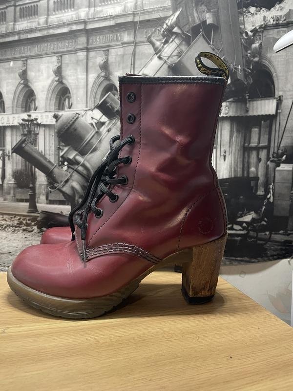 Women Dr Martens Boots Burgundy Leather 37 #3KED