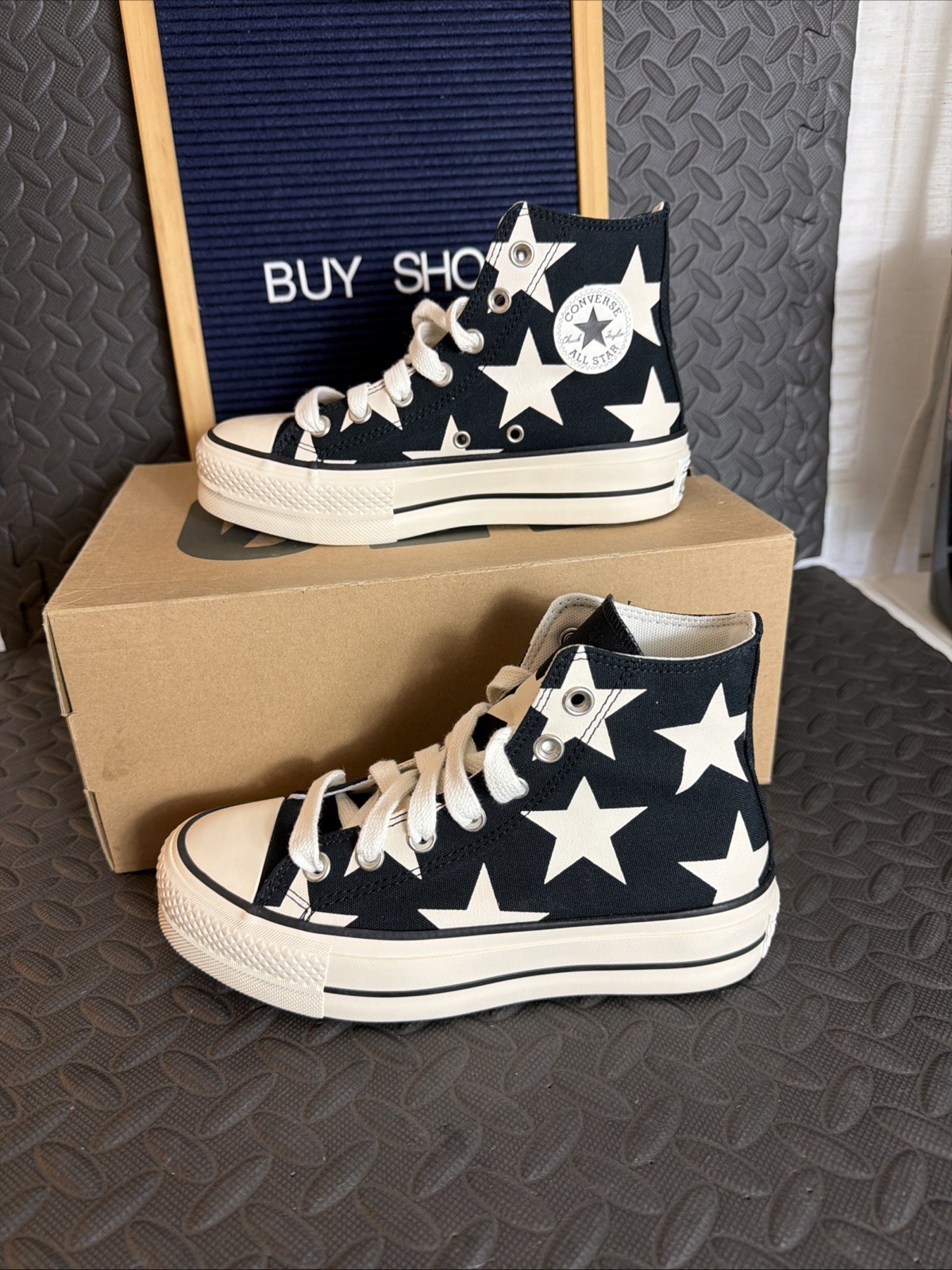 Converse All Star Lift Hi Large Stars Women Size 7 Platform Sneakers A09903C New