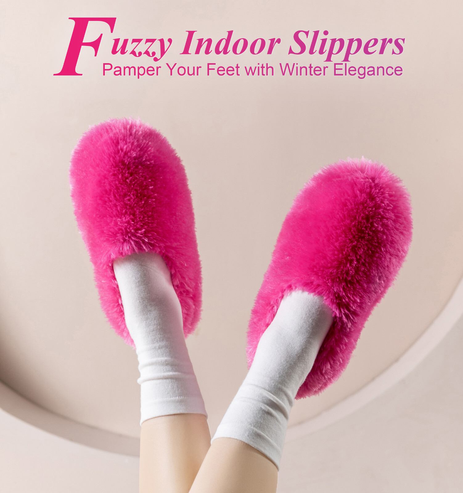 Fuzzy Winter Indoor Slippers for Women, Plush Warm Moccasin Slippers for Lady
