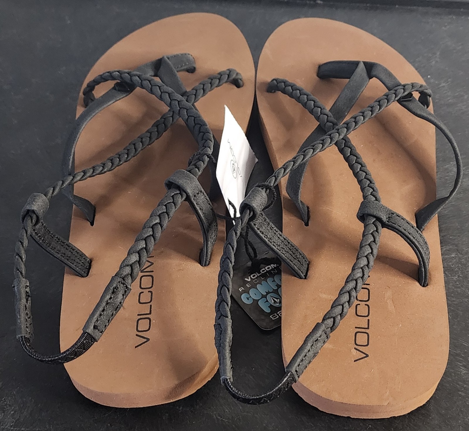 Volcom Thriller Sandal Flip Flop – Black – Womens Size 8 NWT