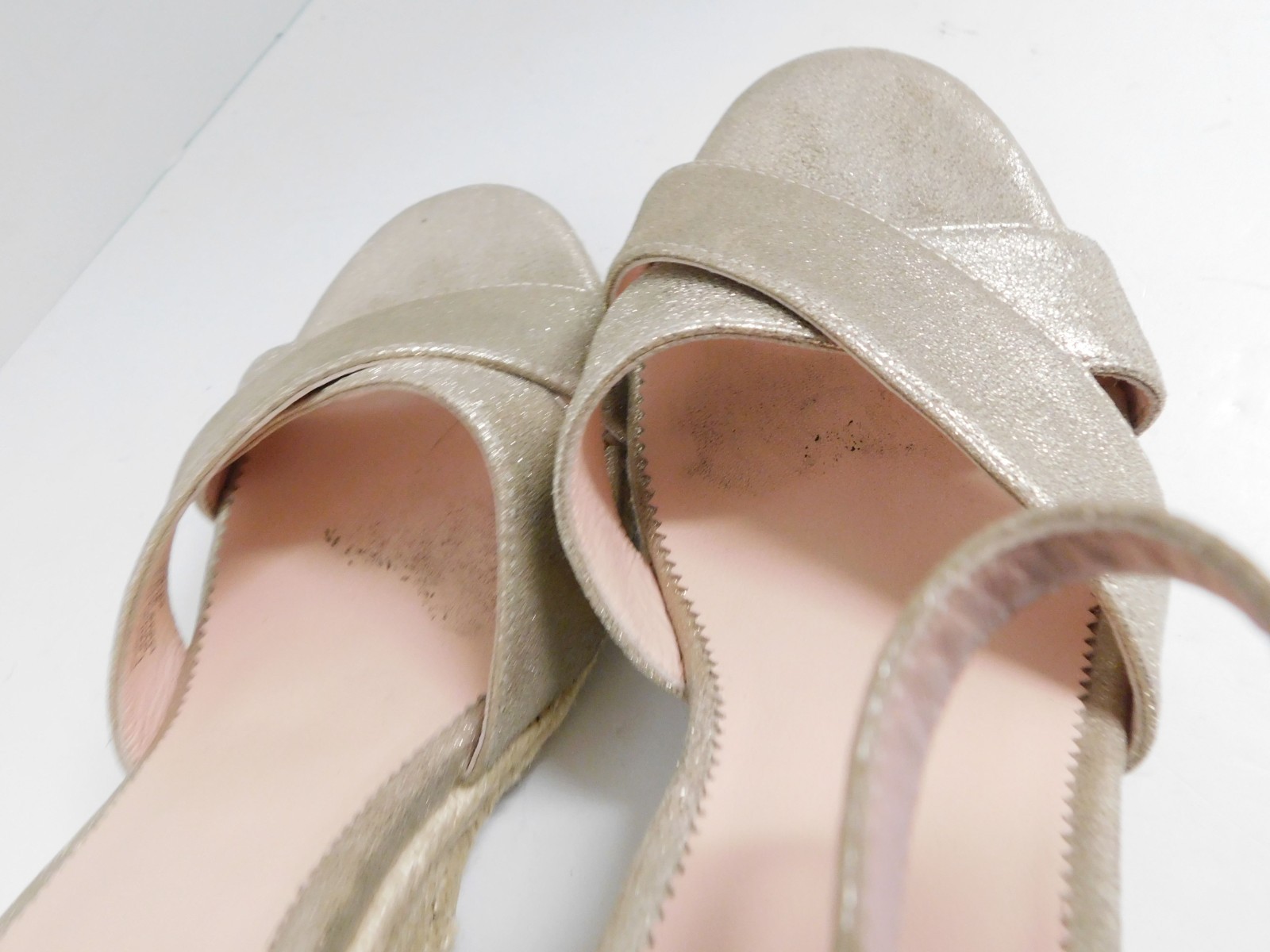 J. CREW Gold Metallic Leather Espadrille Jute Wedge Sandals 9