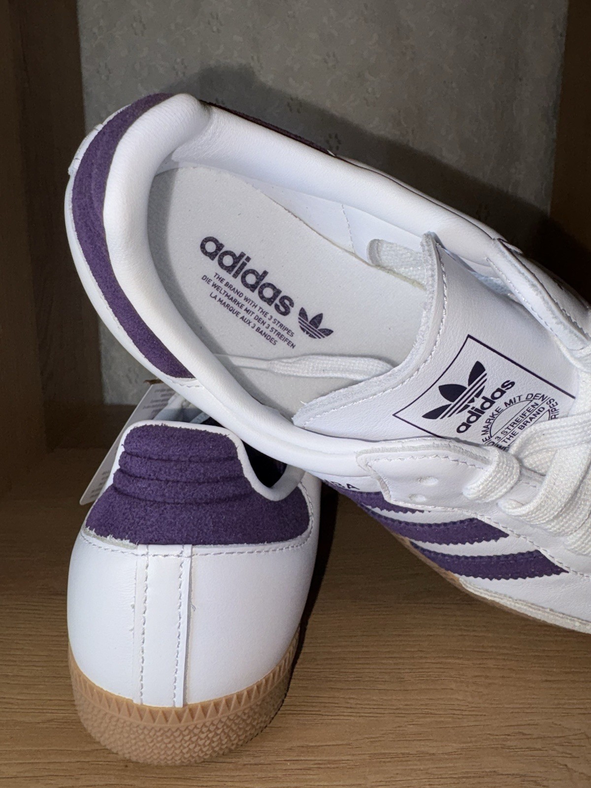 NEW Womens adidas Samba OG Athletic Shoe Cloud White Alumina Aurora Plum