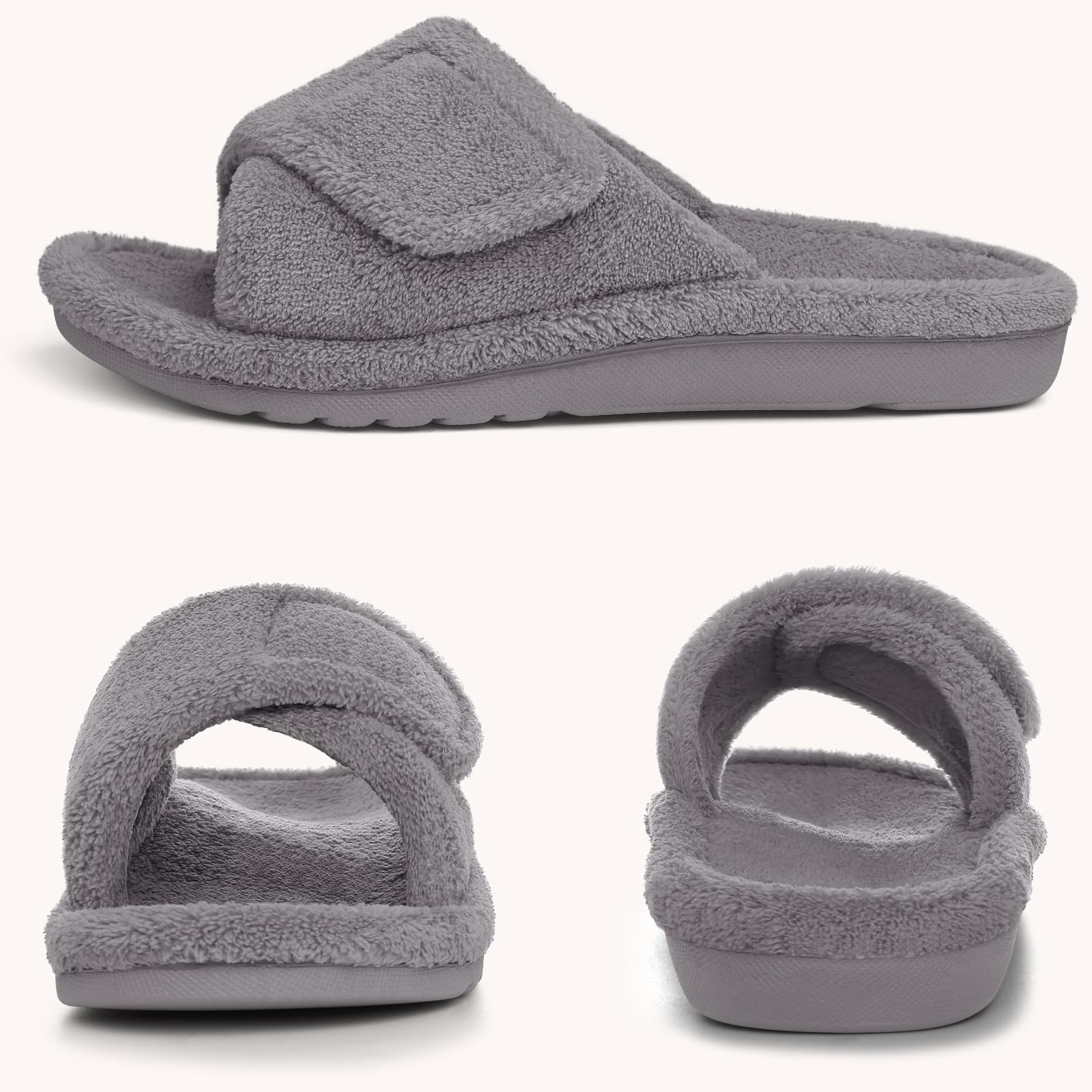 Litfun Unisex Orthopedic Slippers with Arch 5.5-6 Women/4-4.5 Men, Grey