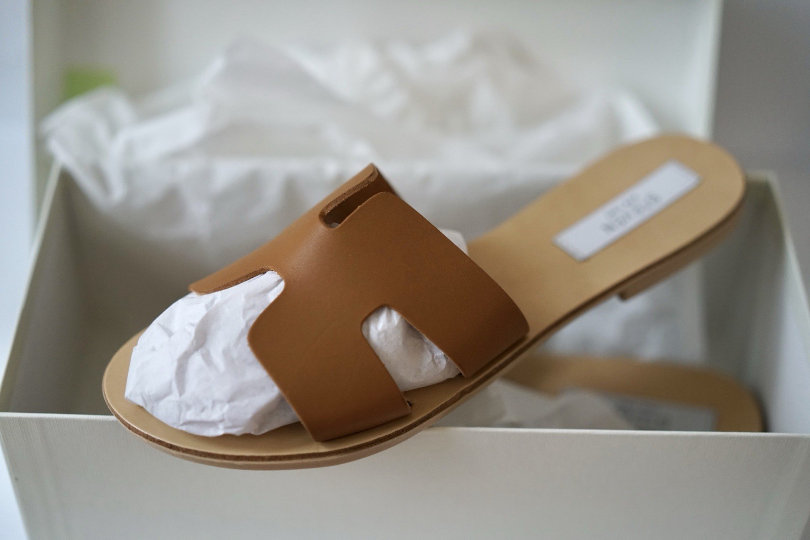 NEW STEVEN NEW YORK ‘HADYN’ Cognac Leather Slip-On Sandals, Size 9.5