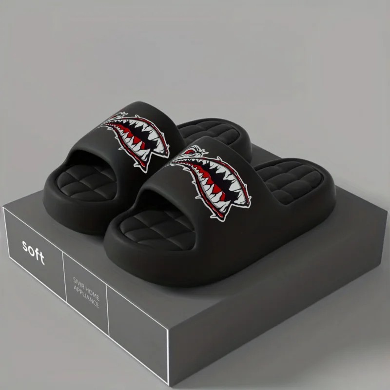 Shark Slides Women Men EVA Non-Slip Thick Sole Novelty Beach Home Sandals