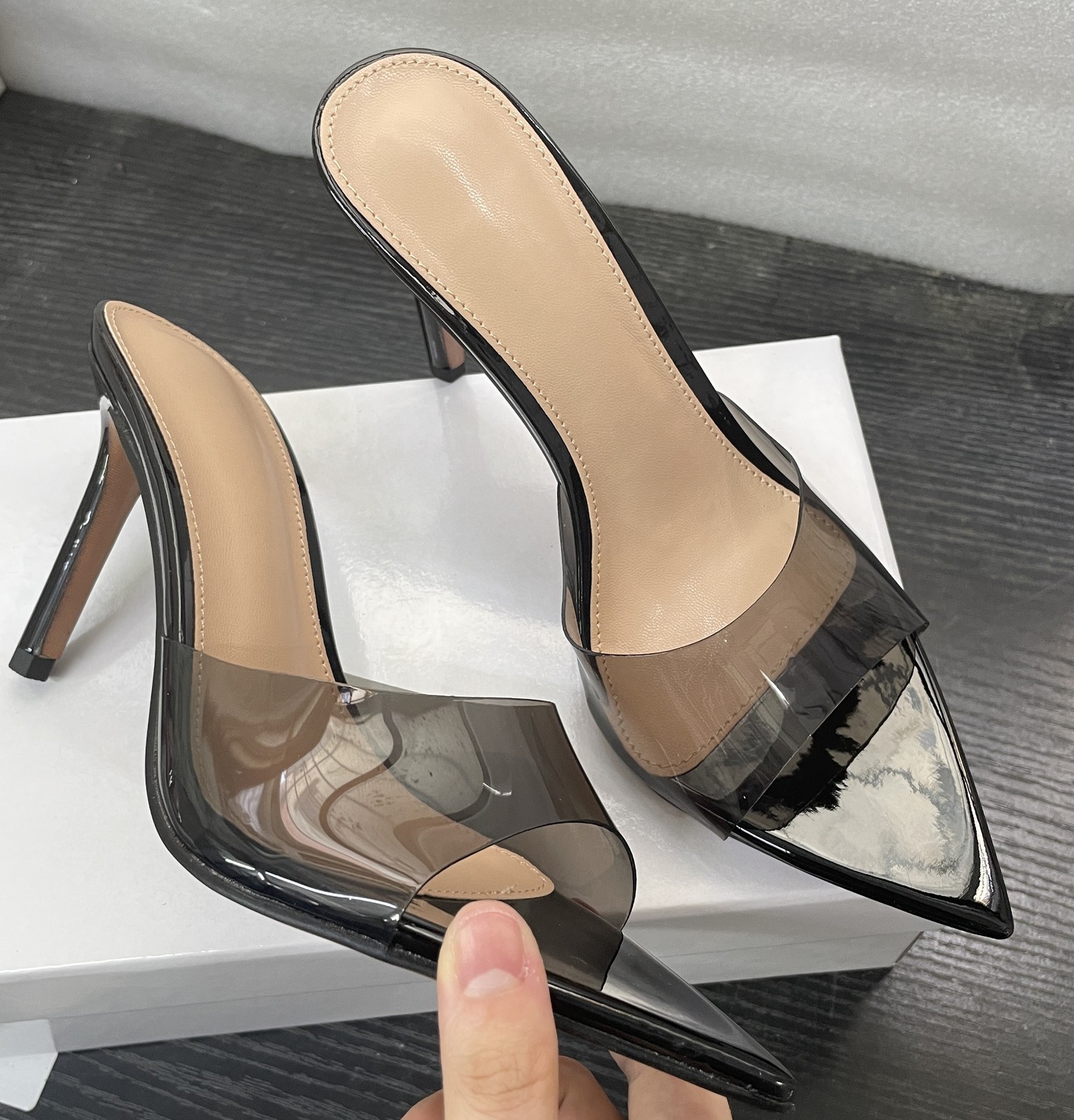 Women’s Open Pointed Toe Mules Slides Clear Party Evening Sandals Shoes Slippers