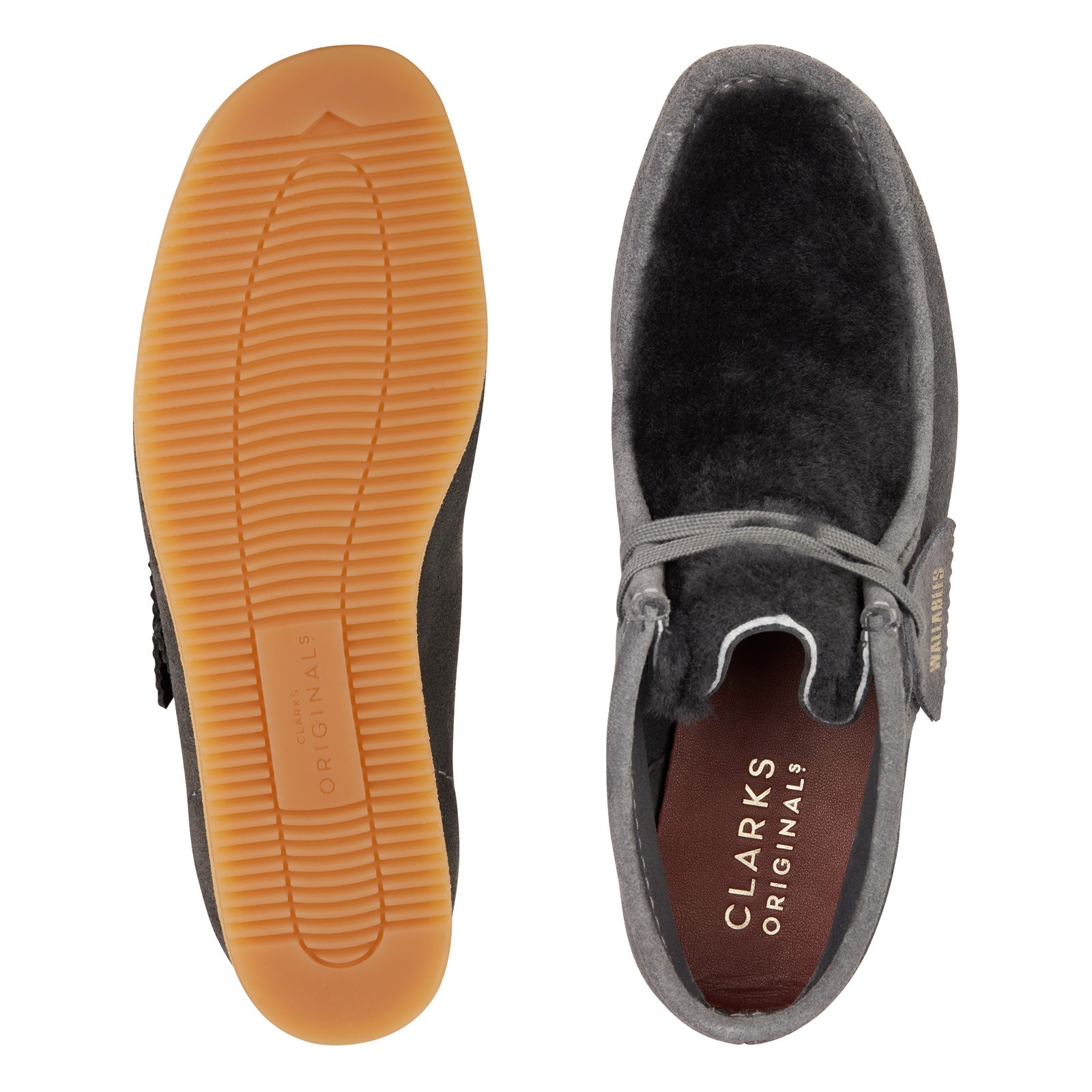 Clarks Wallabee Wedge 26163280 Womens Gray Suede Lace Up Chukkas Boots