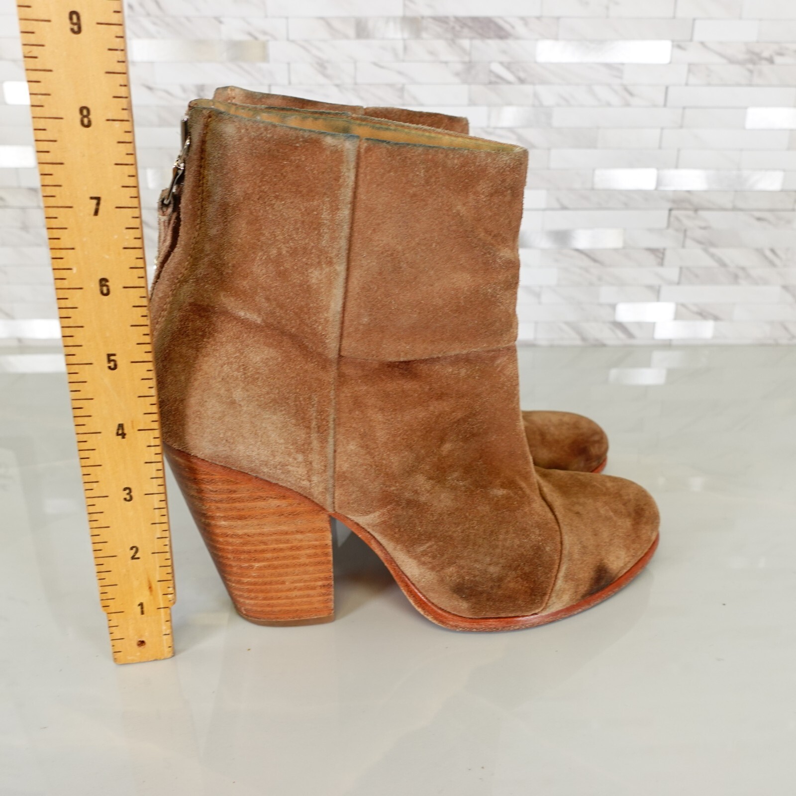 Coastal Cowgirl RAG BONE Boots Womens 6 37 Camel Tan Indie Sleaze Suede Heels
