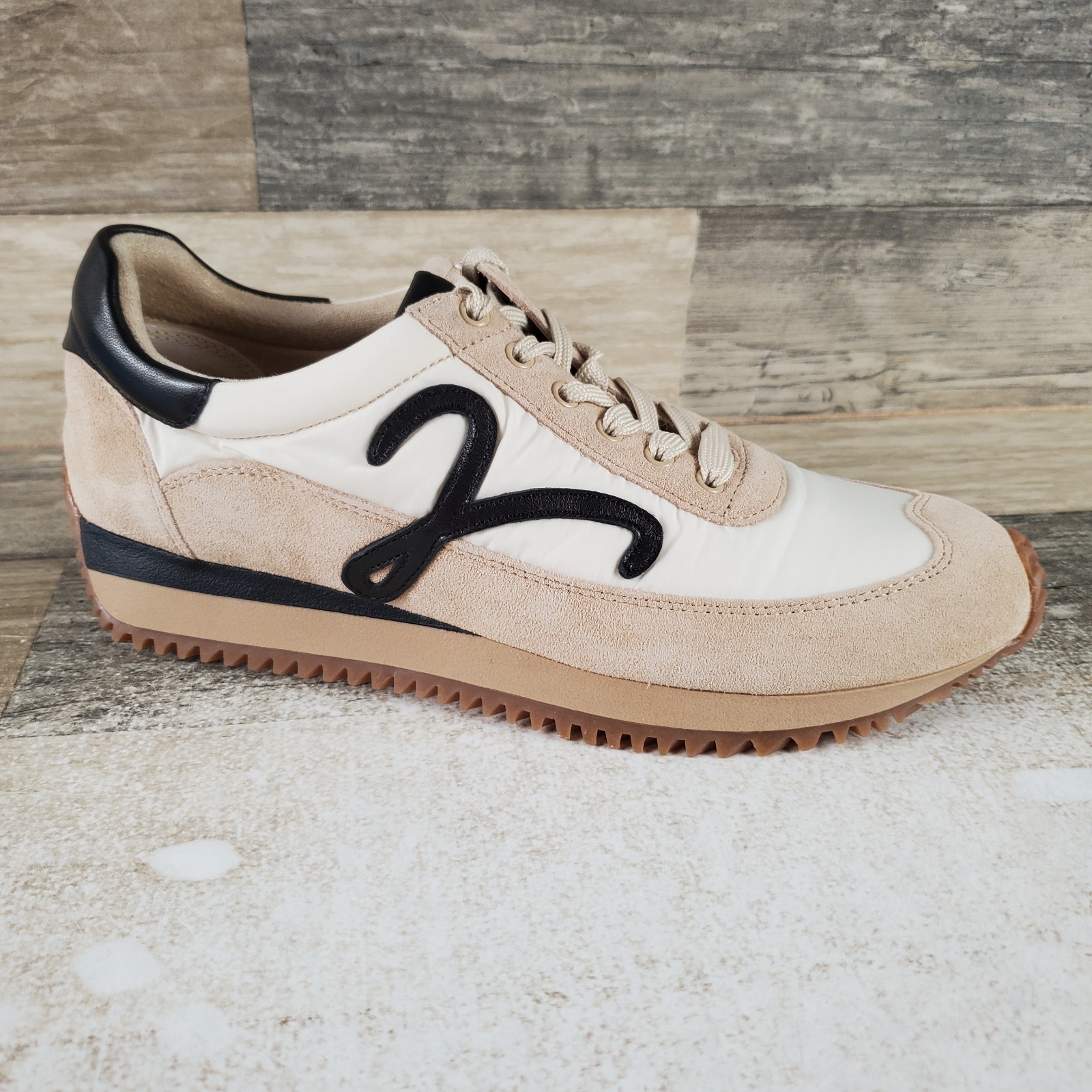 Vaneli Queen Womens Shoes Sz 7.5 N Beige Nival Suede Lace-Up Round Toe Sneakers