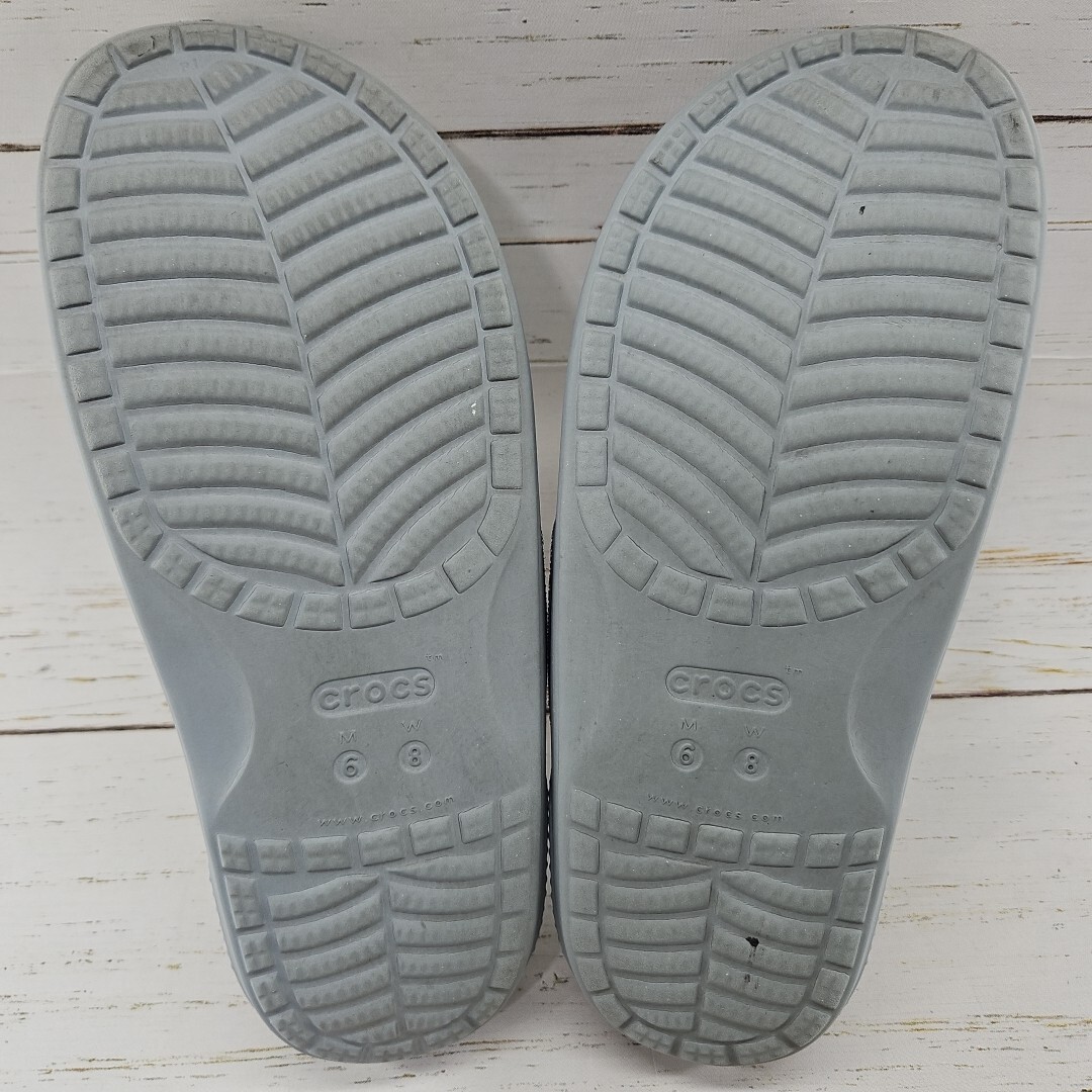Crocs Classic Dual Band Womens 8 Gray Slip On Slides Sandals Jibbitz 206761