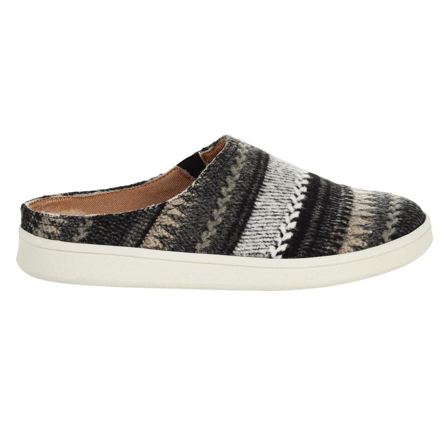 LifeStride Women’s Size 7 Striped Nomad Slip-on Sneaker Mules Black Gray Fabric