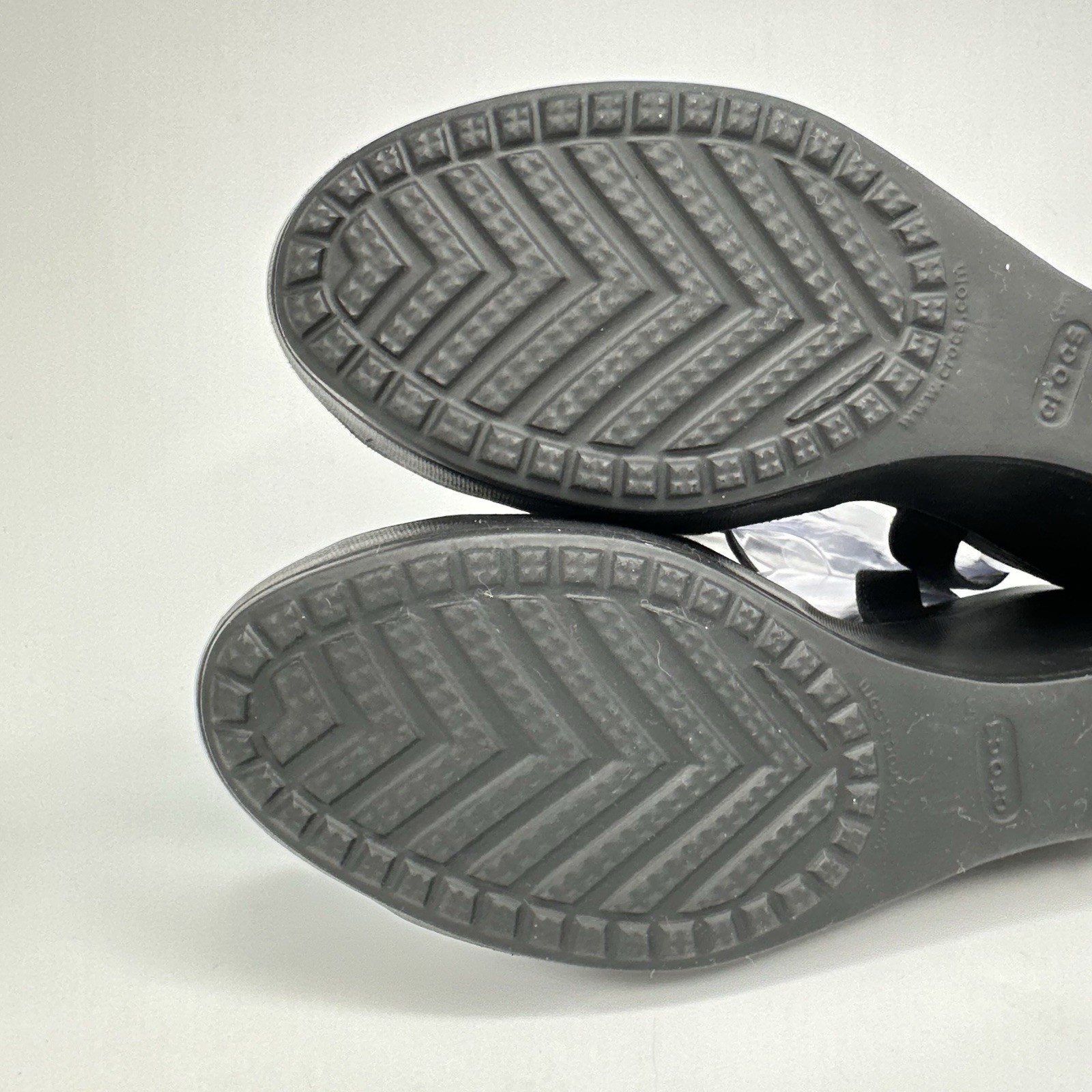 Crocs — Leigh II Women 11 Ankle Strap Wedge Canvas Croslite Foam Sandal 204950
