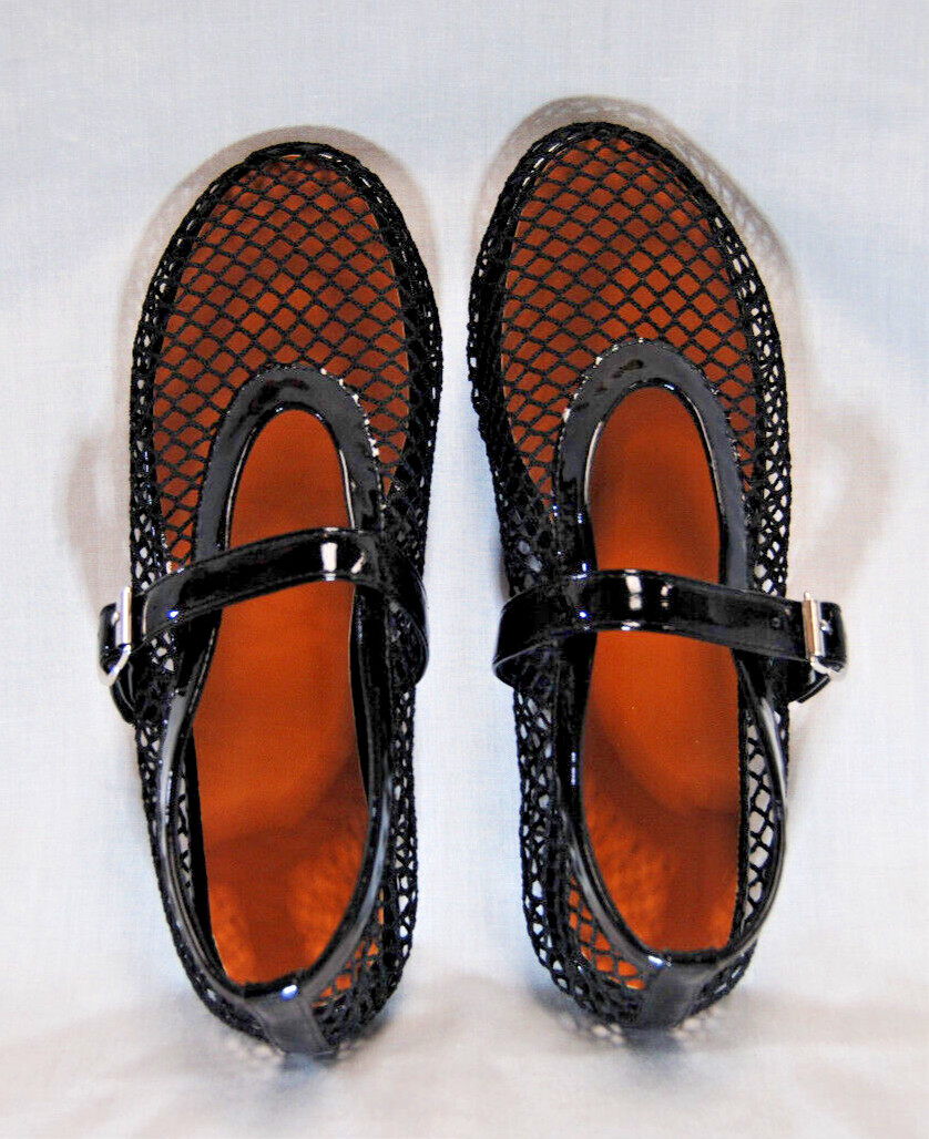 Divanne Women’s Black Mesh Flat Ballerina Mary Jane Shoes New T2355