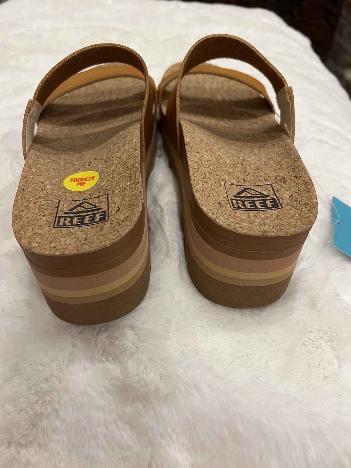REEF Cushion Vista Brown Comfort Slide Wedge Sandals Cork Insole Women’s 9