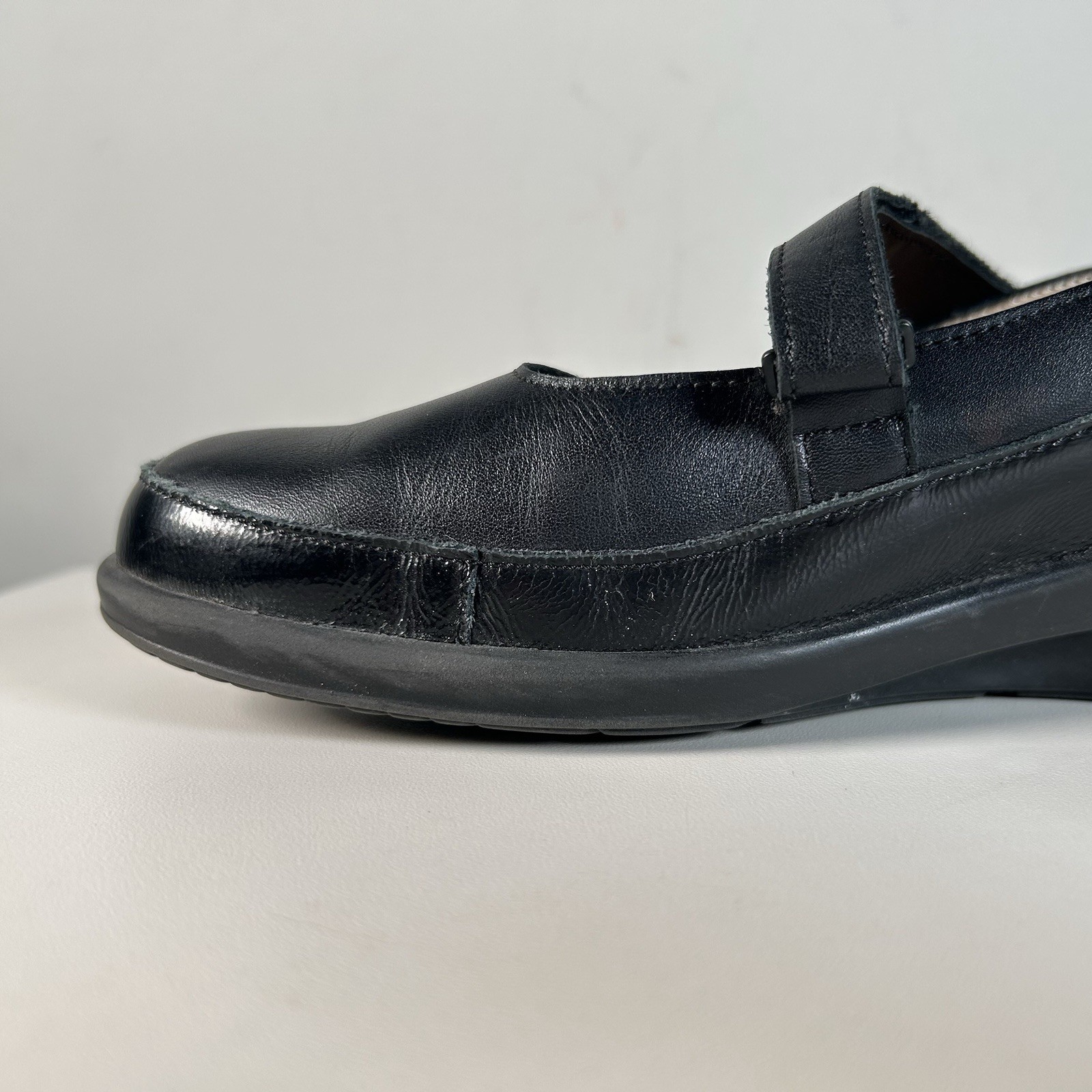 Finn Comfort Black Leather Mary Jane Wedge Shoes Germany Women’s 5.5