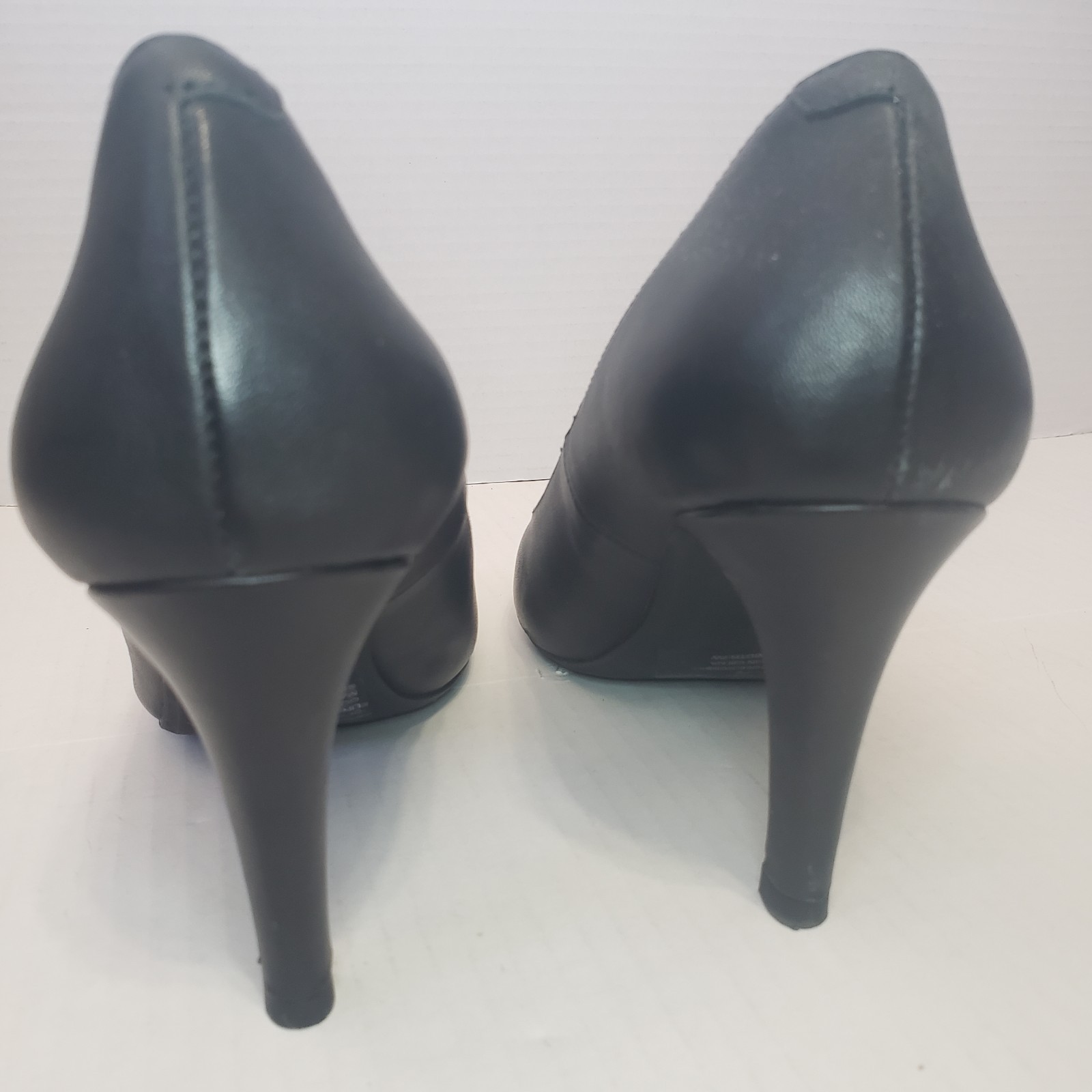 Easy Spirit Shoes Size 7W Black Leather Peep-toe Heels 3.25 inch Dressy Classic