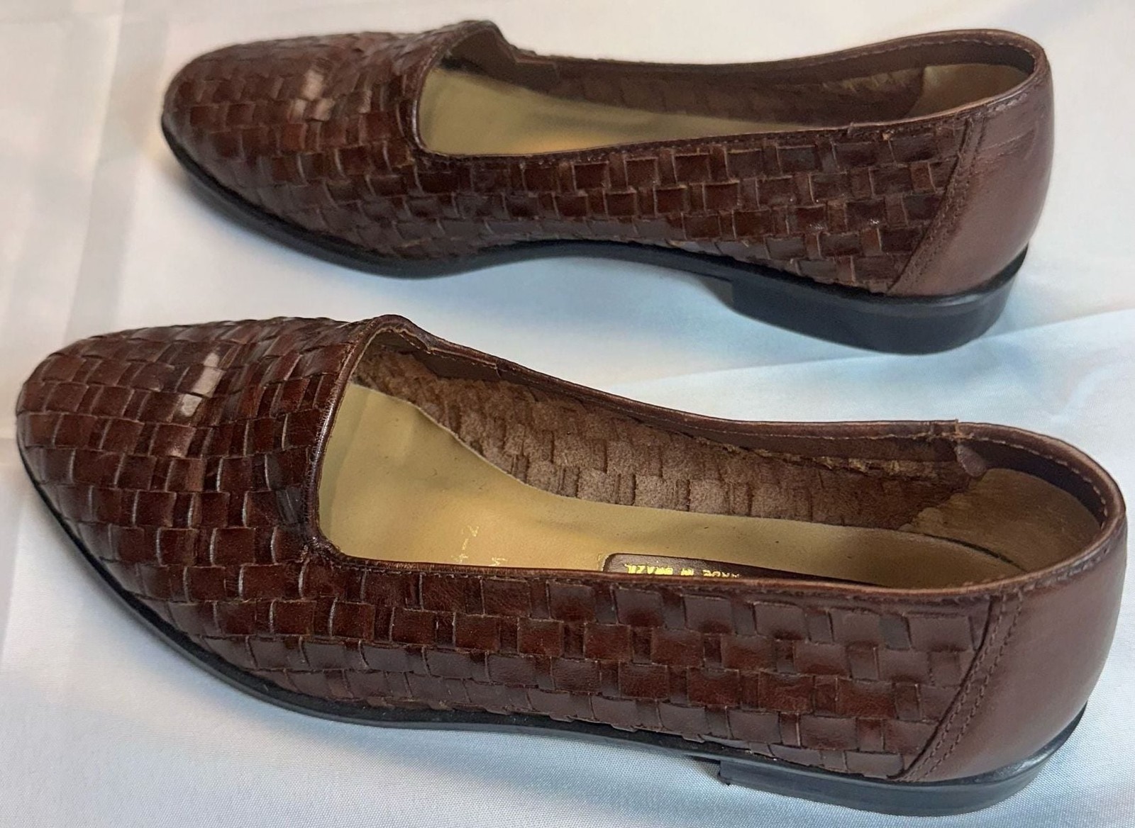 Vintage Ipanema Brown Woven Brazil Leather Slip-On Loafer Flats 6.5M