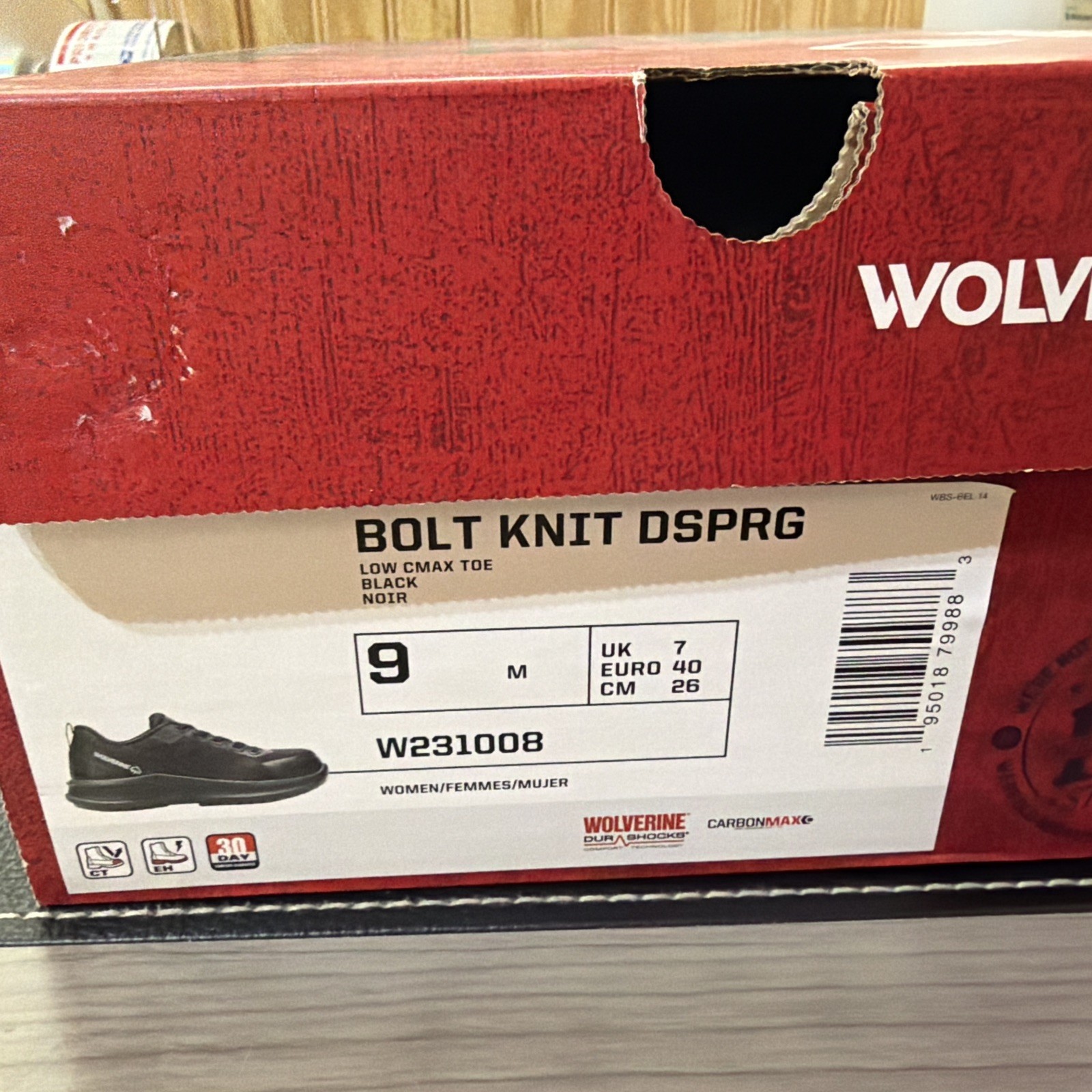 WOMEN’S SAFETY SHOES Durashocks Bolt Knit Carbonmax Black Slip Resistant SIZE 9M