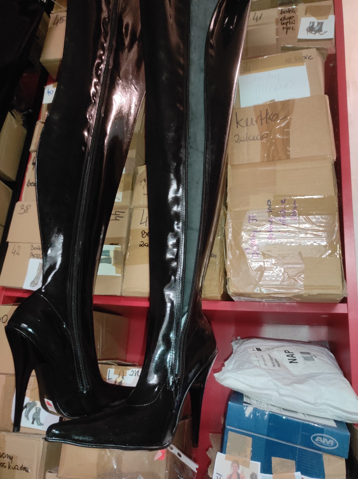 Rubber Latex Boots Over The Knee Many Colours Heel 13cm Chunky 35 36 37 38 39 40