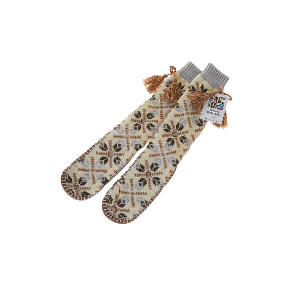 Muk Luks Traditional Tassel Knit Slipper Socks