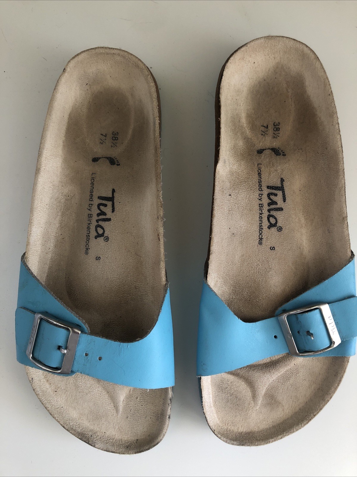 Birkenstock Tula Madrid Slide Sandals Buckle Turquoise Blue Women’s 7.5 38.5 AL