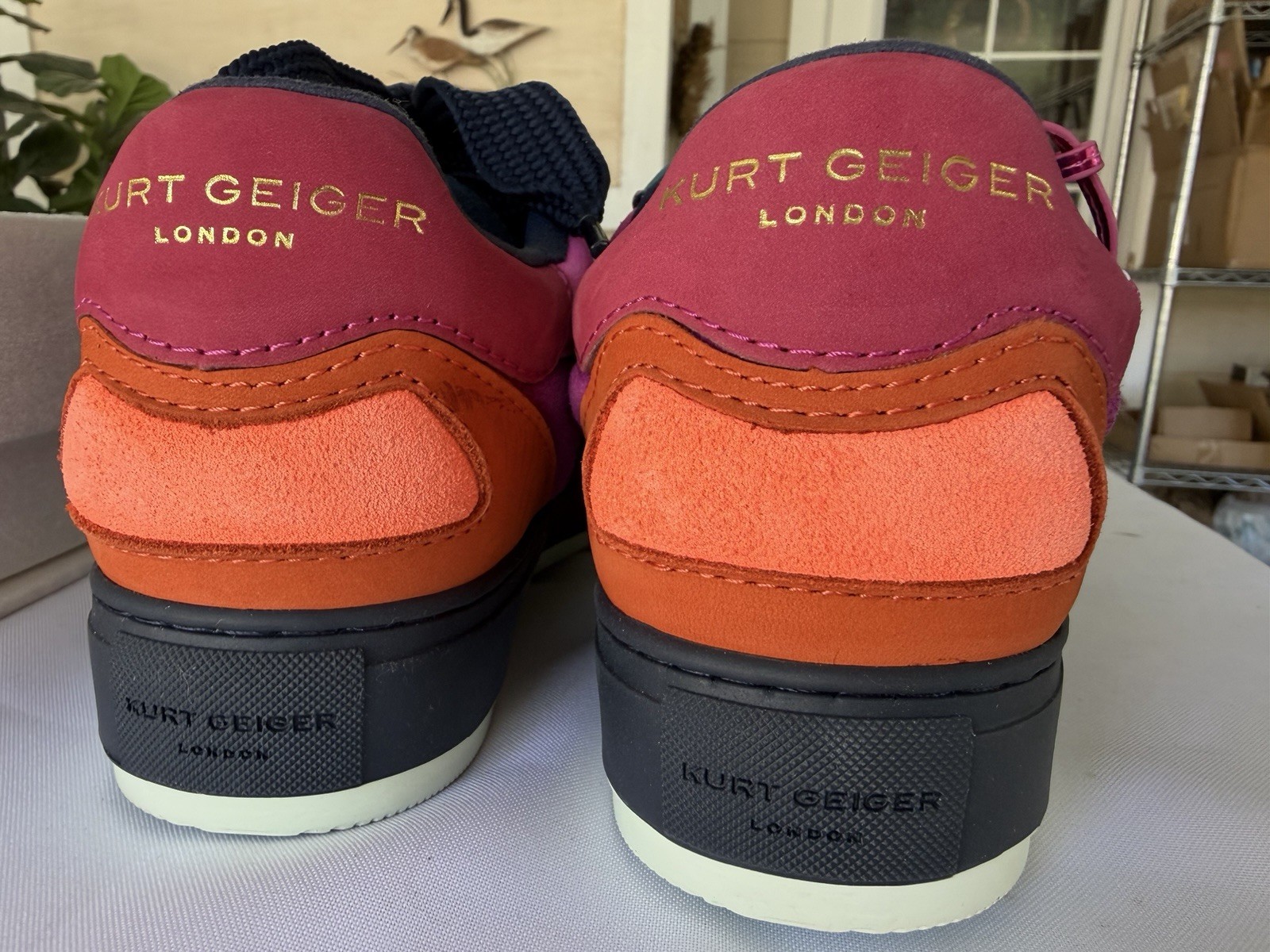Kurt Geiger London Southbank Tag sneakers Vibrant Color Suede W Charm Size 38.5