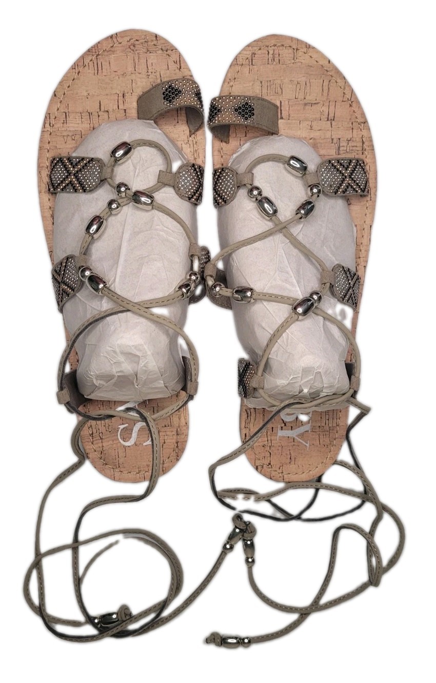 Sam & Libby Gladiator Sandals Beaded Thong Flat Size 9