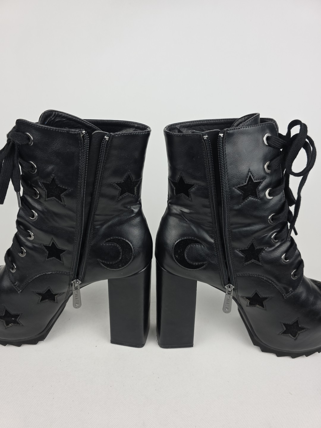 Killstar Platform Witch Goth Punk Boots Black Moon Stars Womens Size 10