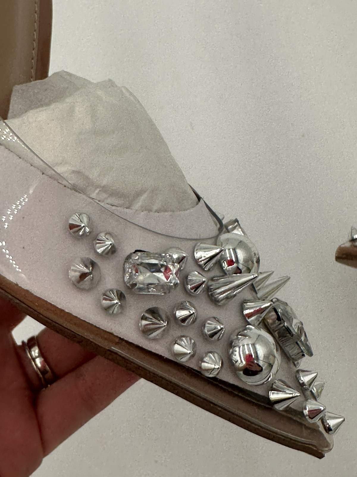 New Steve Madden Aware Clear Spike And Jeweled Heels Womens 5.5