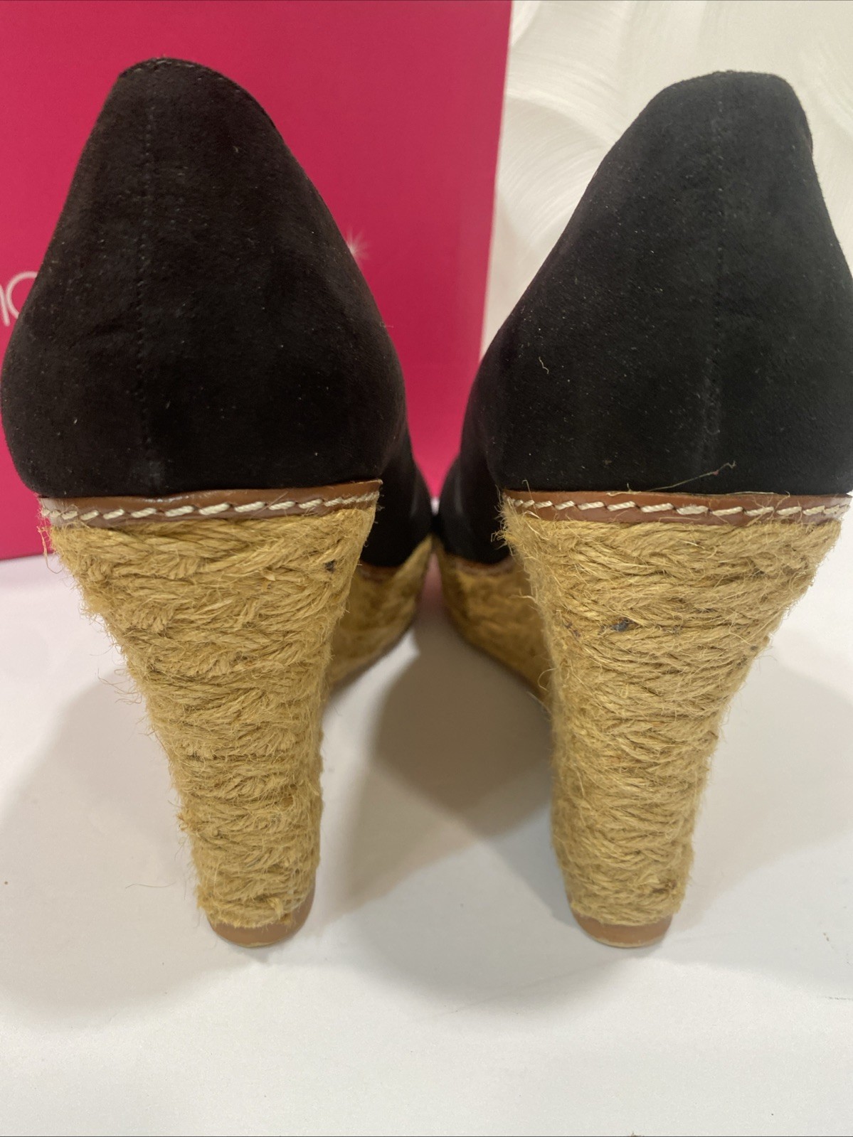 Shoedazzle Matilda Black fox suede wedge Size 11