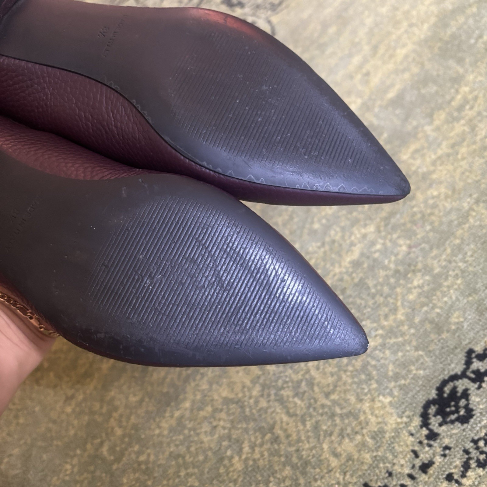 Everlane The Boss Womens Purple Pebbled Leather Simple Pointed Toe Flats 8.5