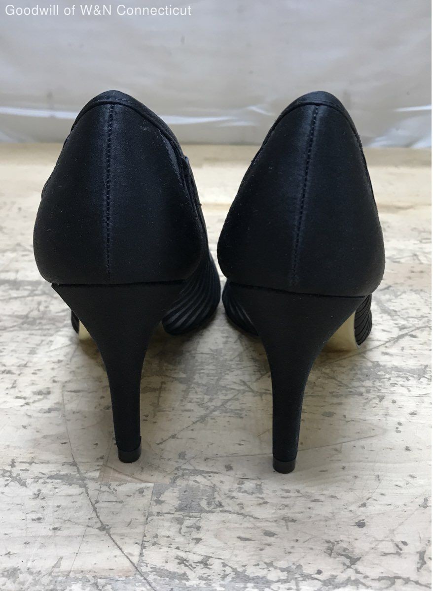 Adrianna Papell Black Striped Mesh Peep Toe Stiletto Heels Size 6.5
