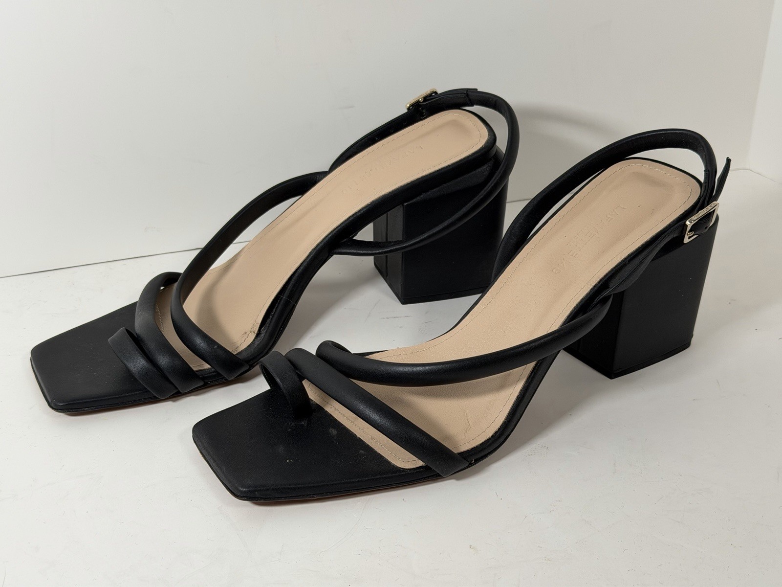 Lafayette 148 Women’s Calfskin Leather Heeled City Slingback Sandals, Black, 41