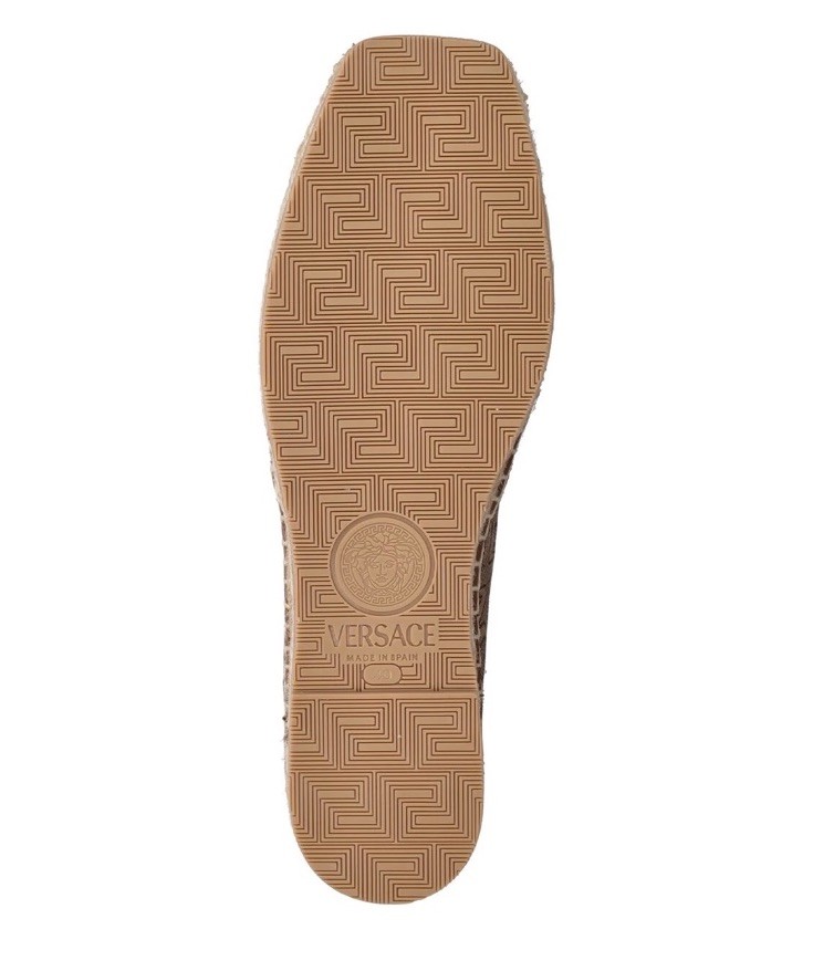 Versace Logo Print Medusa Espadrilles Beige Brown Eu 38.5 US 8 (run 1/2 Small)