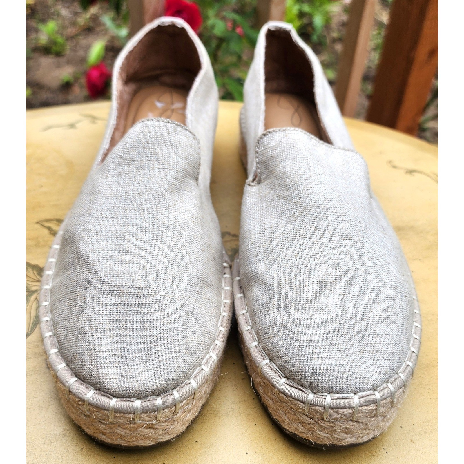 Joie Cara US 10 Cream Ivory Espadrille Slip On Platform Sneakers Casual Travel
