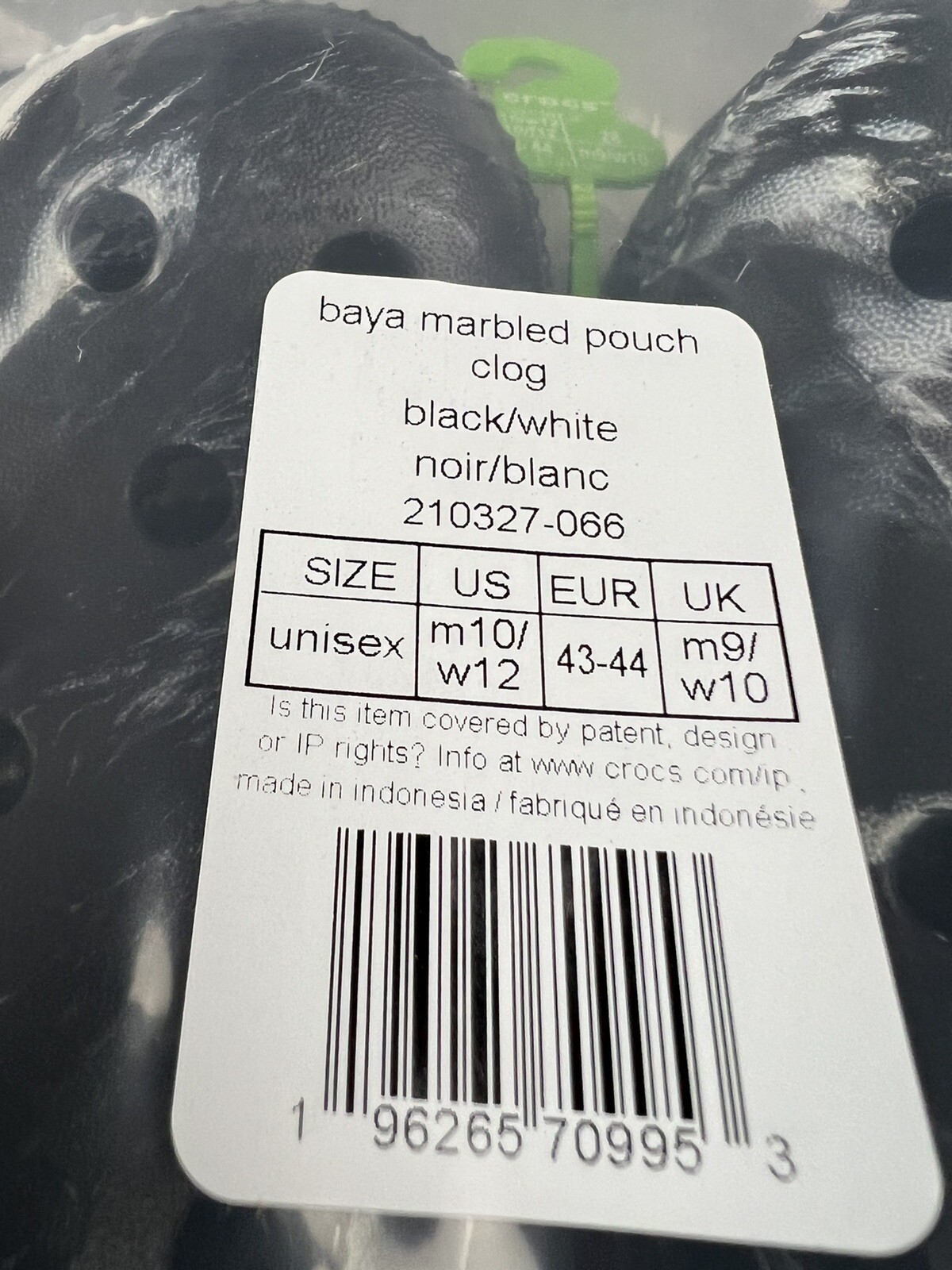 Crocs Baya Marbled Pouch Clogs Black and White Sz M10/W12 (New In Original Bag)