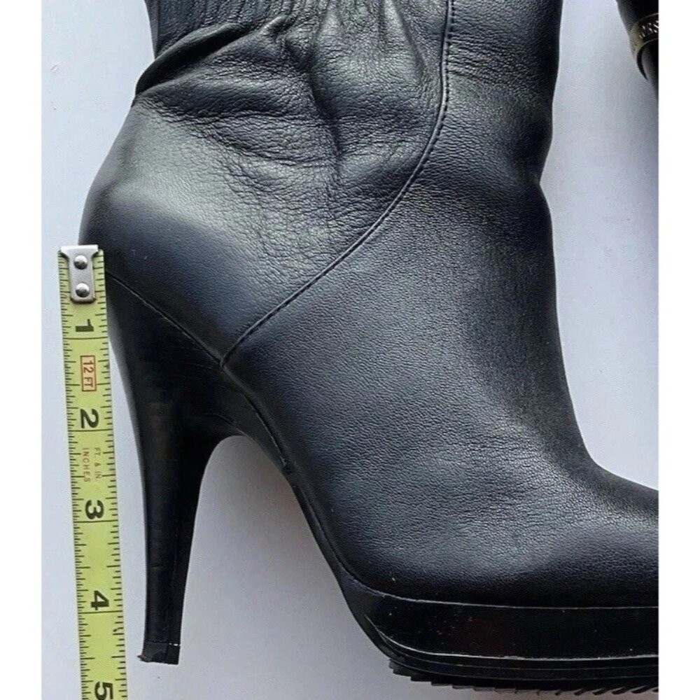 MICHAEL KORS Webster Black Scrunch Women’s Leather Knee High Boots 7