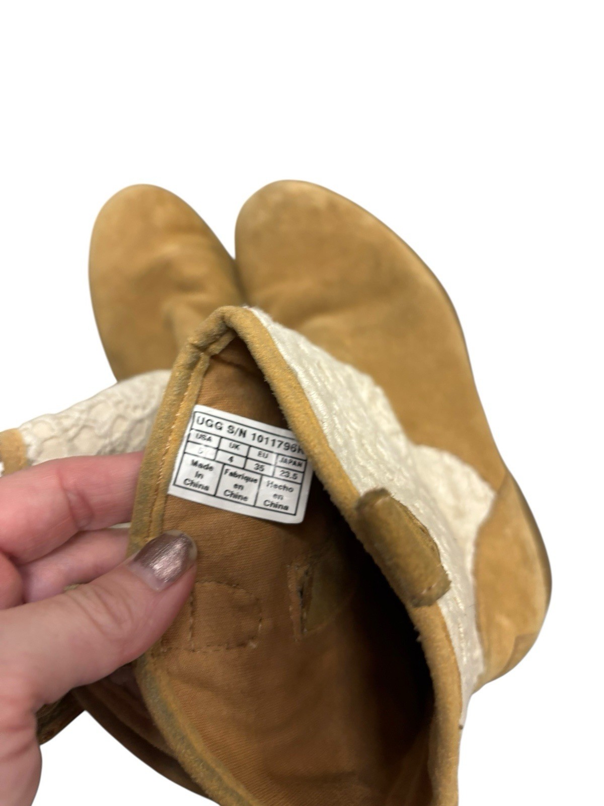 UGG Dahlia Lace Suede Beige Brown Western Boots Size 5
