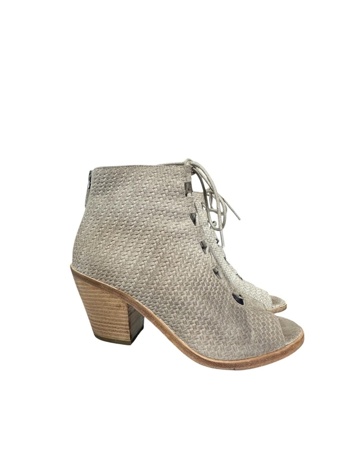 Eileen Fisher Slew Basket Weave Suede Lace Up Ankle Booties Women’s Size 8