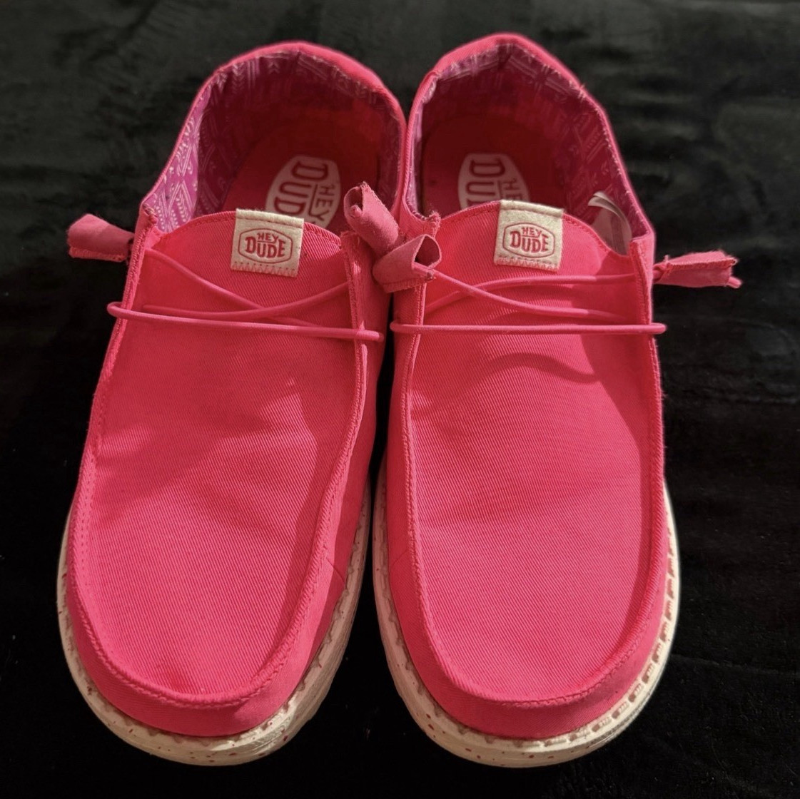 Hey Dude Women’s Pink Canvas Slip-On Flats Lightweight Foam Insole US 10 EU 41