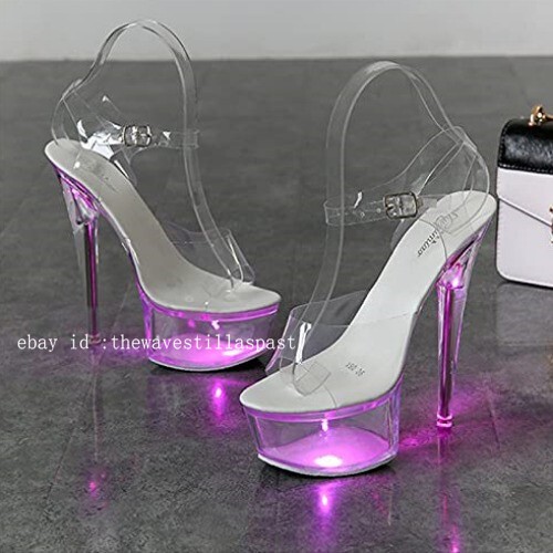 Womens Girl New Light Up High Heel LED Platform High Heel Ankle Strap Sandals