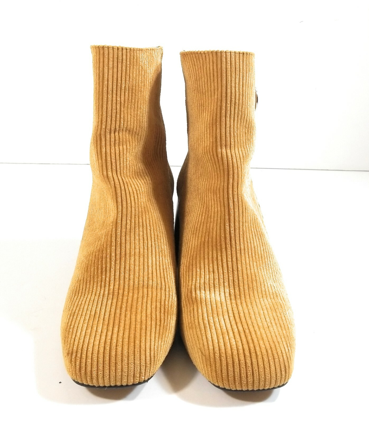 Free People Women Boots Brown Heels Textile Leather Ankle Zip Up Booties Size 39