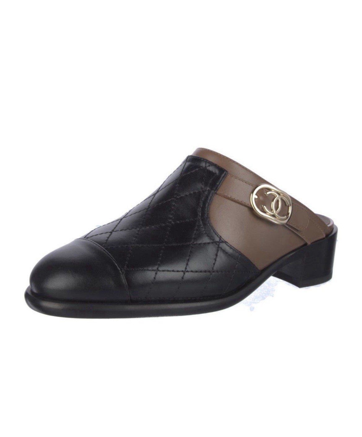 Chanel Black Leather Shoes CC logo mules Calfskin US 6 36