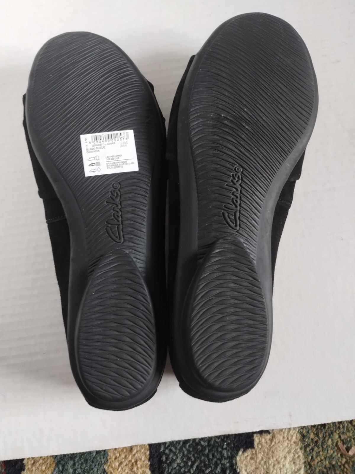 Clarks Collection NEW Gracelin Jonas Black Bow Suede Flat 8Wide Ultimate Comfort