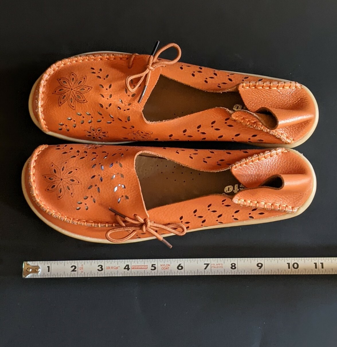 Kunsto Leather Loafers Slip On Shoes Comfort Orange Moc Flats Women’s 44 / 270